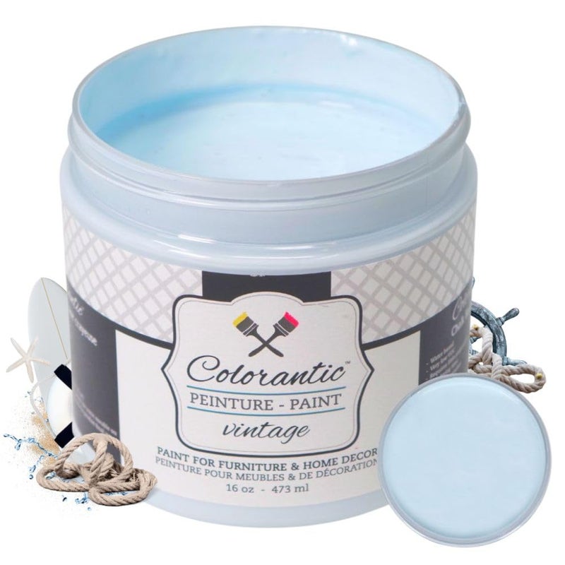 Colorantic | NAUTICAL Furniture Chalk Based Paint for DIY, Cabinets, Glass - Multi-Surface Craft Paint- Non-Toxic | LIGHT BABY BLUE Decorative Painting for Wax Finish Wood Waverly (8 oz (Pack of 1), - Image 1